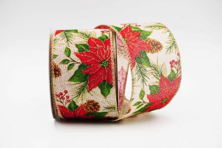 Exquisite Poinsettia Wired Ribbon_KF6347GC-13-183-2_natural